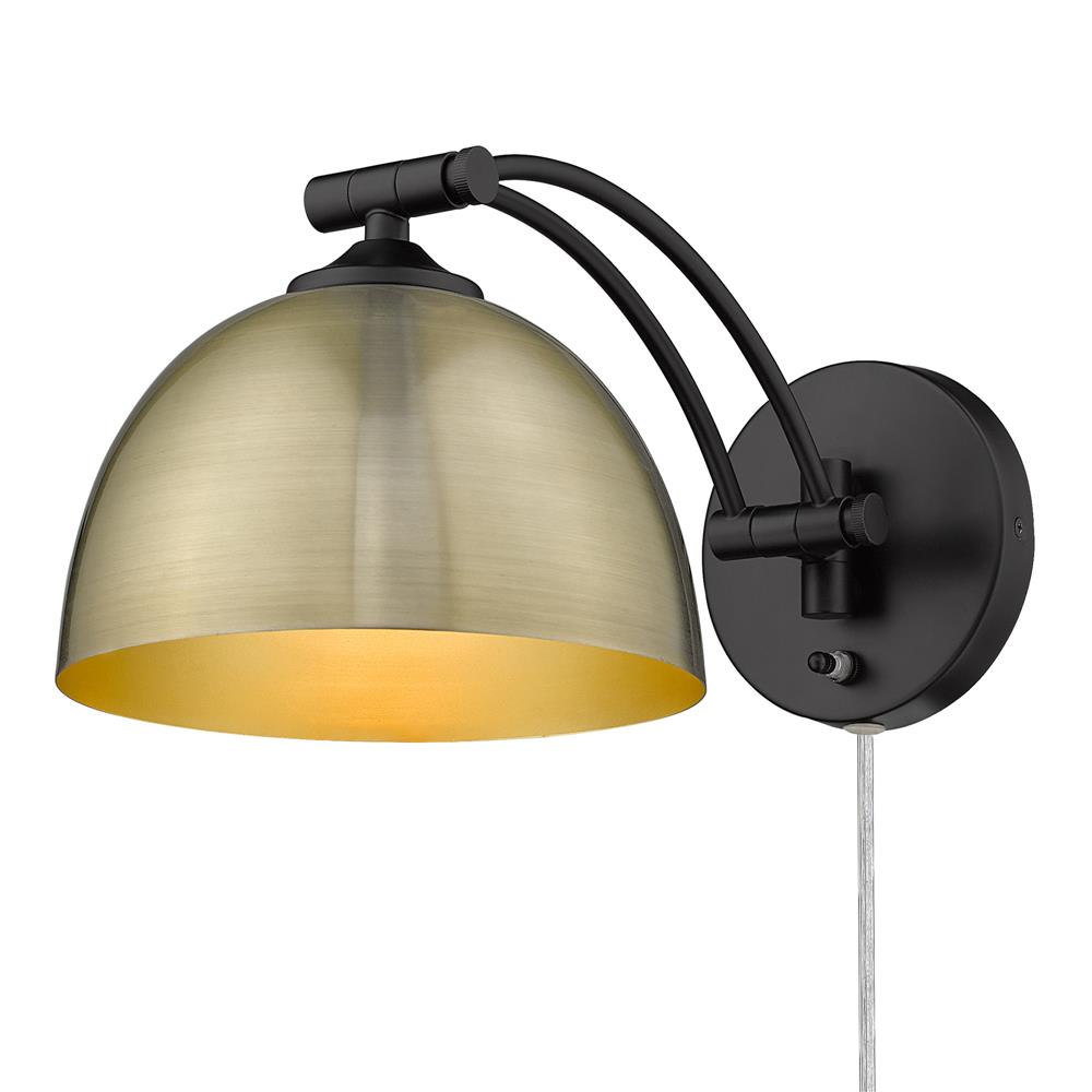Golden Lighting 3688-A1W BLK-AB Rey 1 Light Articulating Wall Sconce in the Matte Black finish